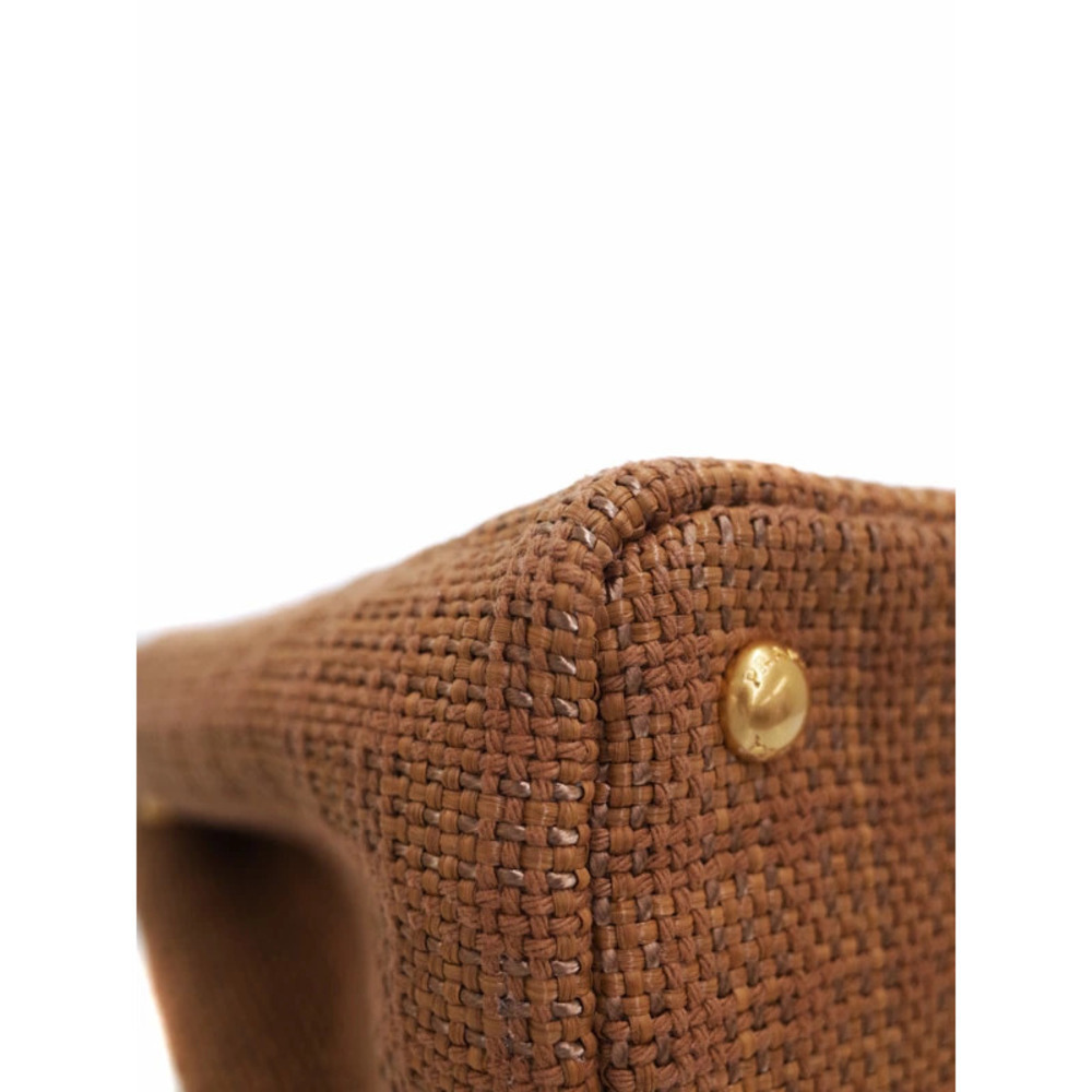 Prada 2WAY Tabacco brown woven straw basket tote bag - Picture 3 of 6